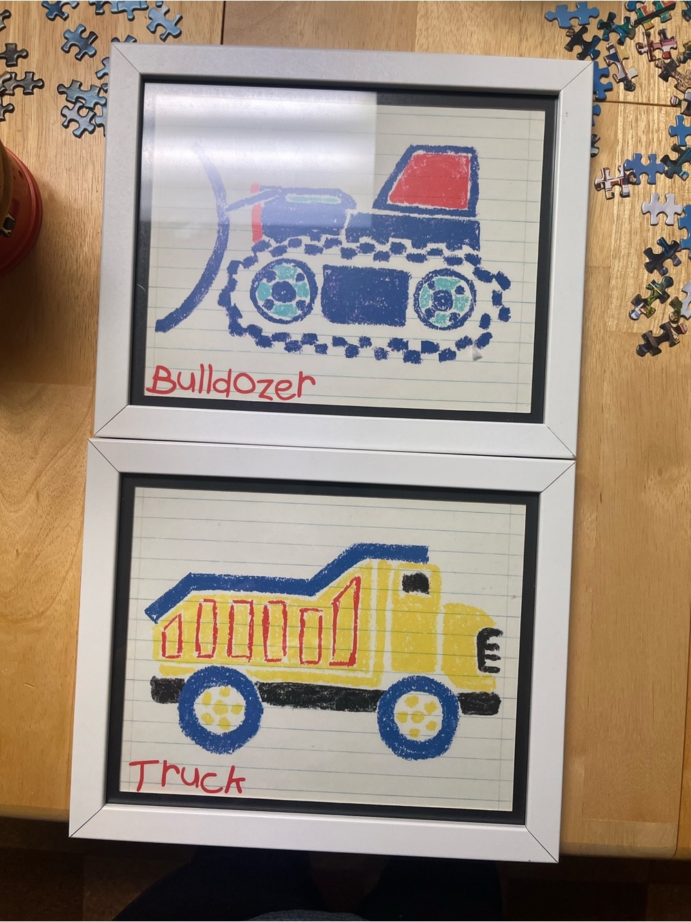 Kids Toy Construction Truck and Bulldozer Wall Art - Yellow & Blue